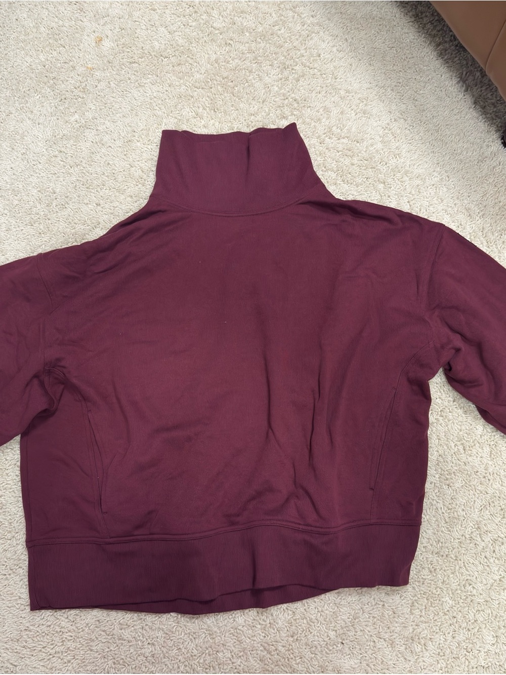 Alo Burgundy Hazy Mock Neck Pullover